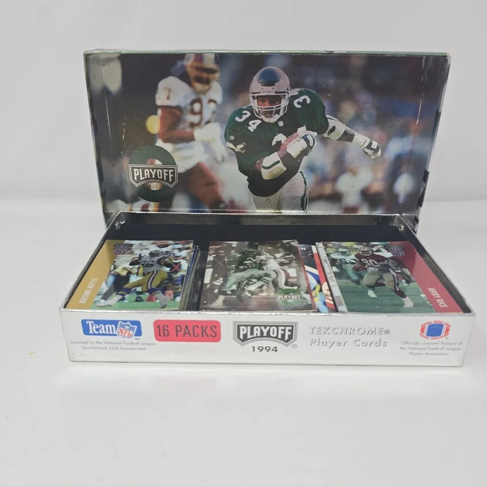 1994 Playoff Football Card Display Box with‎ Around 100 Cards.
